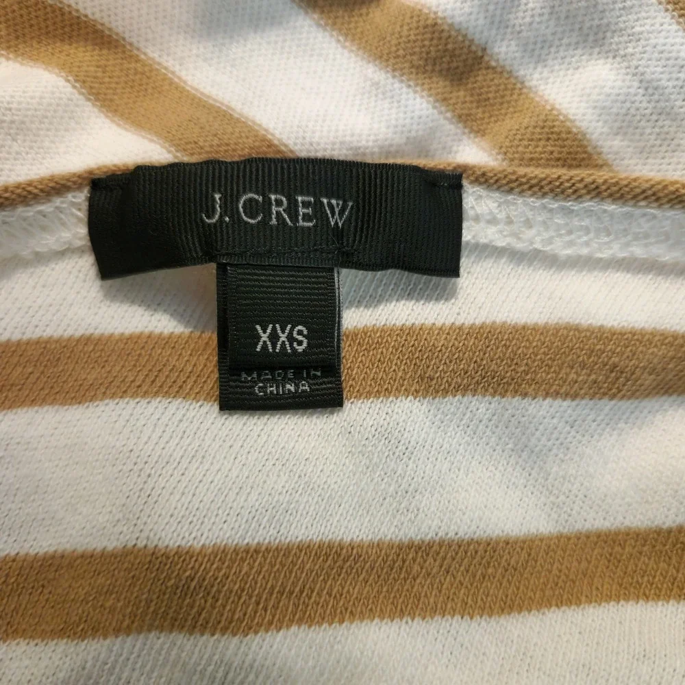 J. Crew Top Long Sleeve Brown White Striped Oversized XXS